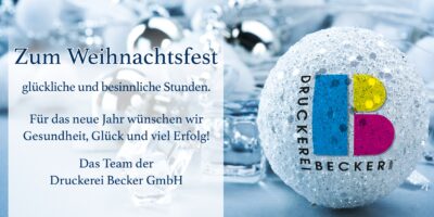 Weihnachtskarte der Druckerei Becker mit Weihnachtswünschen