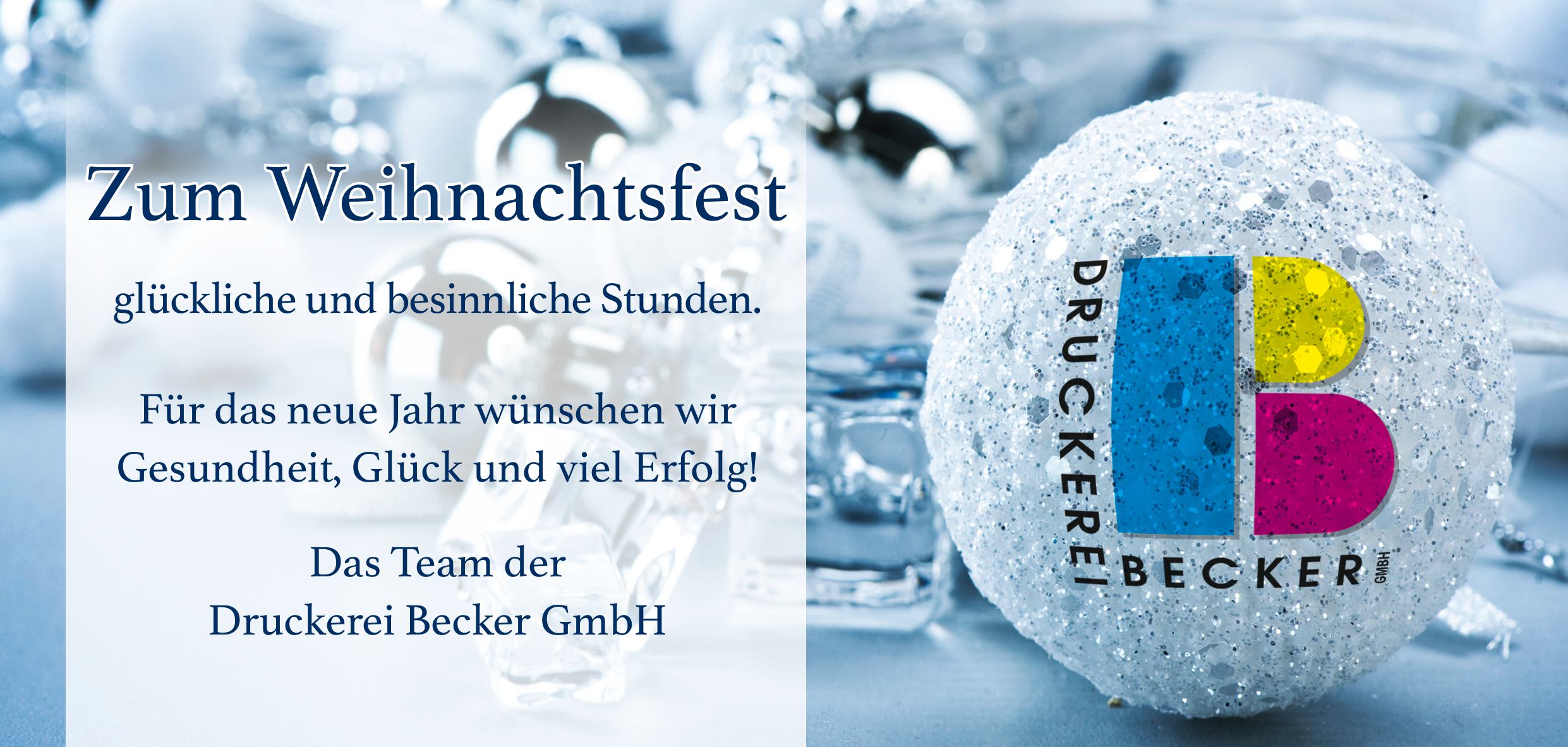 Weihnachtskarte der Druckerei Becker mit Weihnachtswünschen
