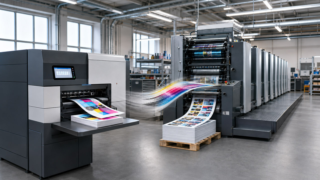 Druckerei Becker GmbH - Digitaldruck im Vergleich zu Offsetdruck (KI-generiert)